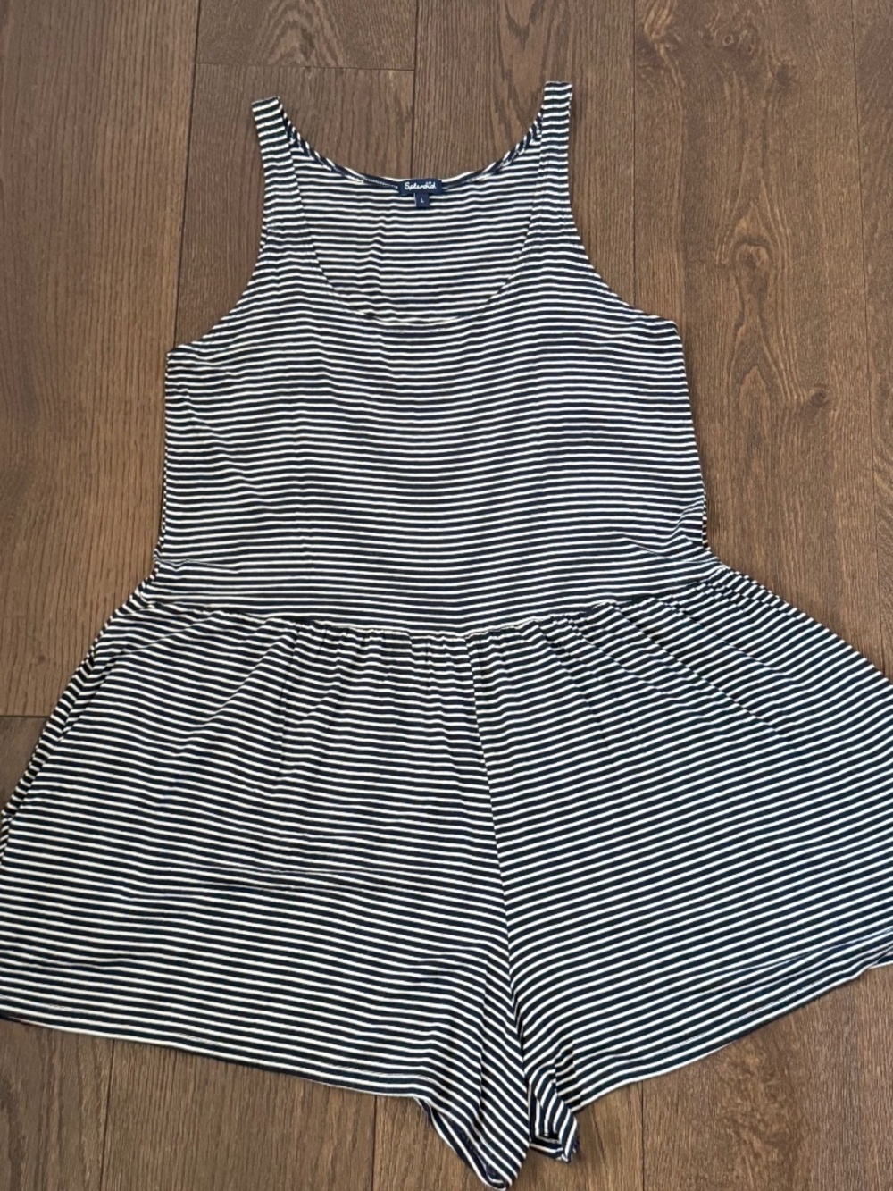 Splendid Navy White Striped Sleeveless Romper Size Large
